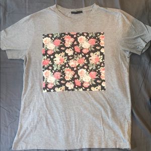21Men Grey Rose T-Shirt size Large